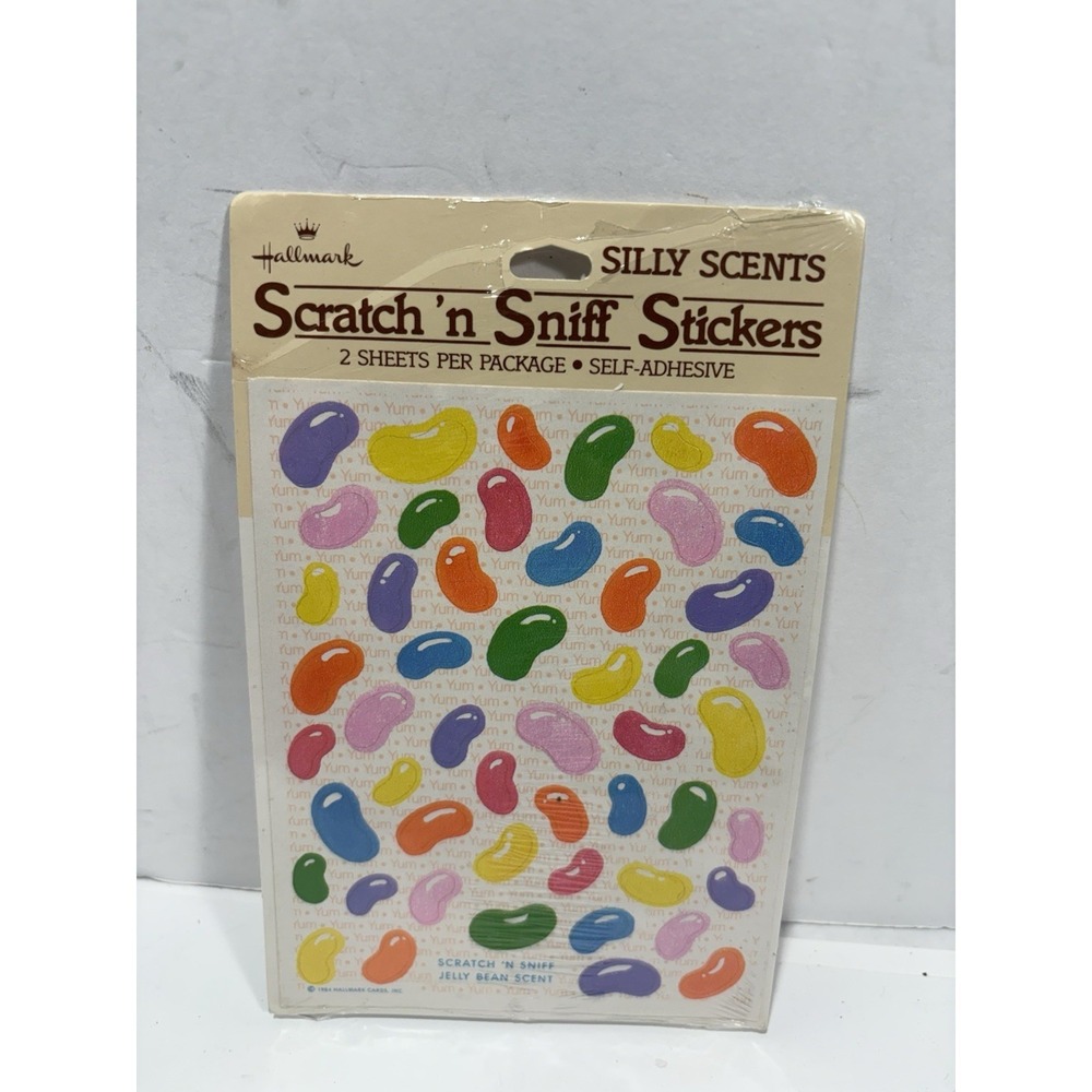 VINTAGE 80'S HALLMARK JELLY BEAN SNIFF STICKER 2 SHEETs 1983 SEALED Super RARE